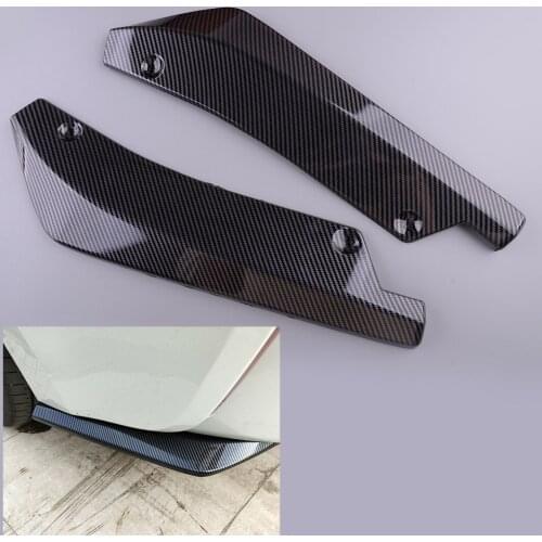 2Pcs/Set Universal Car Rear Bumper Fin Lip Canard Splitter Diffuser Spoiler ABS Carbon Fiber Style Black