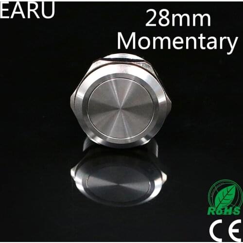 28mm Metal Stainless Steel Waterproof Momentary Doorebll Horn Push Button Switch Car Auto Engine Start PC Power Start Self-reset