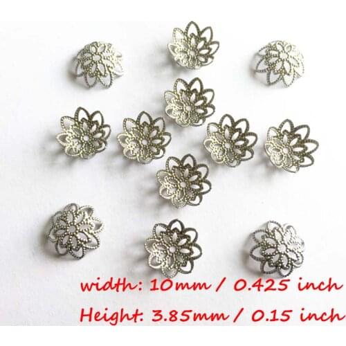 50PC/Lot Bead Caps Jewelry Finding Flower Antique Silver Stainless Steel Bead Cap For DIY Earring Bracelet Making