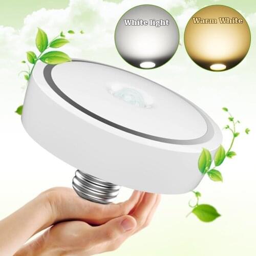 E27 12W Warm White / White Auto Switch PIR Motion Sensor Light Induction Ceiling Lamp Bulb For Living Room Exhibition Hall