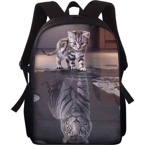 16 Inch Children School Bags Funny 3D Cat Reflection Tiger Printing Shoulder Bag Kids Backpack Custom Bagpack Students Bookbag