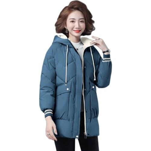 Hooded Long Down Coat Women Thick Solid Zipper Long Sleeve Ladies Winter Jacket Casual Plus Size Quilted Outwear for Female 2021
