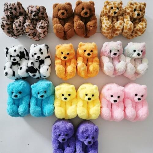 Hot selling teddy bear slippers toddlers Indoor Slides suit kids age 1-5 year old kid slippers