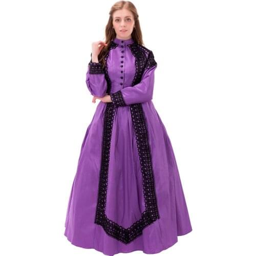 Civil War Victorian 19th Century Day Dress Gown with Antique Black Lace Medieval Renaissance Wedding Dress Ball Gown Costume