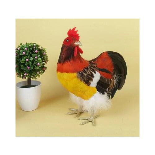 Simulation of chicken feather poultry Zhaocai ornaments Chickens handicrafts simulation decoration style statue