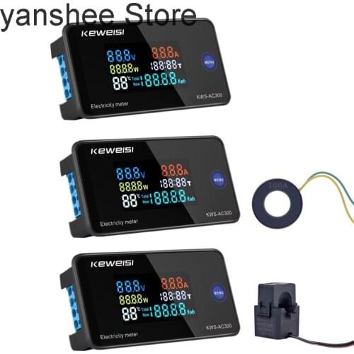 AC watt hour meter 50-300v 0-100A, voltmeter, watt hour meter kwh, digital AC power monitor, instrument panel with reset