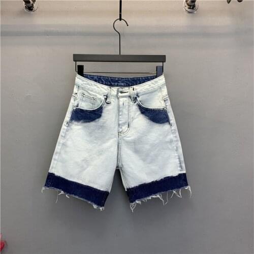 Korean 2021 summer new trend hit straight denim five-point shorts women loose-fitting thin wide-legged mid-legged pants