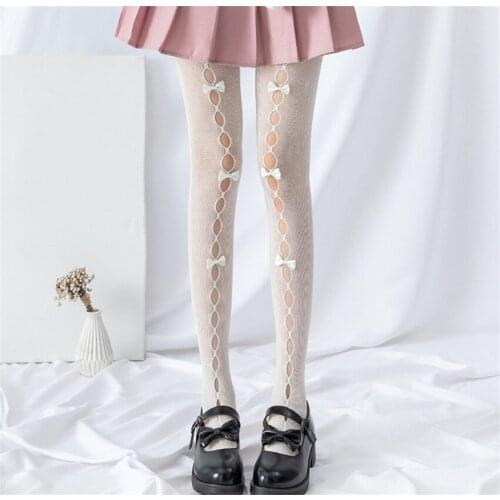 Lolita Women Tights Bowkno Lace Mesh Tights Women Hollow Out Woman Pantyhose Stockings B1651