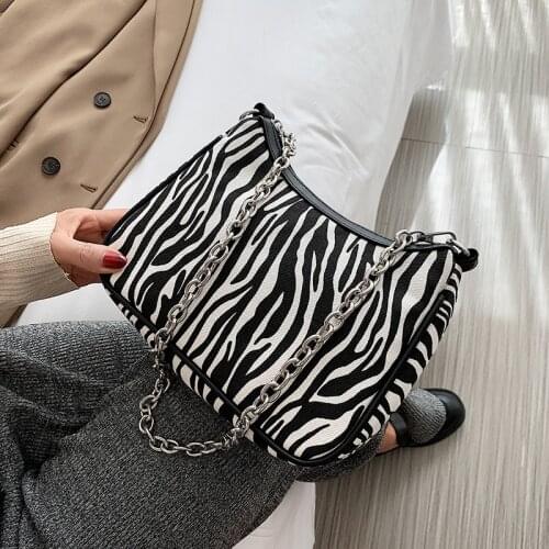 Zebra Pattern Small Canvas Crossbody Bags for Women 2020 Chain Designer Shoulder bags Fashion Womens Handbags and Purses