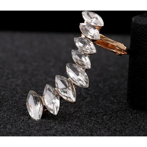 ZLDYOU Fashion Women Jewelry Drip Crystal Left Ear Cuff High Quality Irregular Big Zircon Earcuff Gifts Piercing Clip Earring