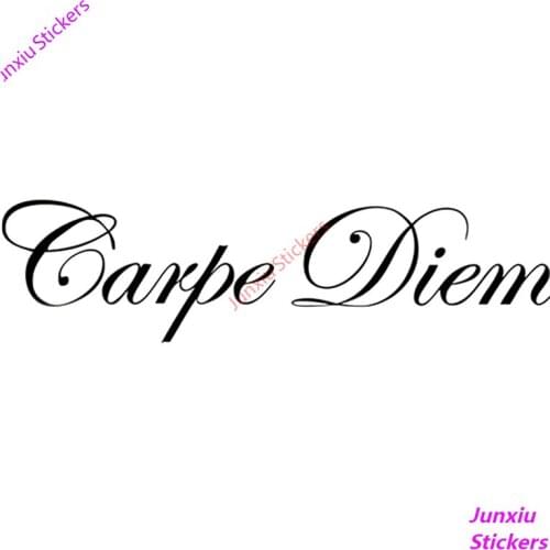 Fashion Reflective Carpe Diem Art Text Motorcycles Bumper Window Rear Windshield Cover Scratch Decals Car Accessories KK15*5cm