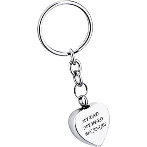 My DAD my hero my angel heart Pendant Cremation Urn Key chain Memorial Keepsake Ashes Jewelry