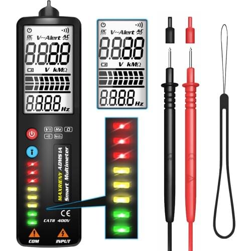 ADMS1A/ADMS1Q(optional) Digital 2.4 Inch LCD Display Screen Multimeter 8 LED Indicators 3 Line Auto Voltage Tester Voltmeter