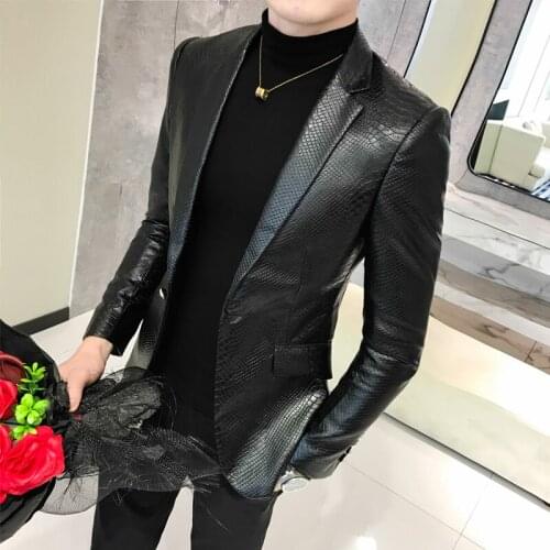 2021 Mens Leather Jacket Business Fashion Leather Jacket High Quality Pure Color Casual Slim Brand Simulation Leather Jacket
