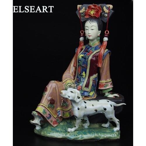 Folk Art Porcelain Ceramic Traditional Chinese Classics Story Figurine ornament art and handicraft lady statue figurine