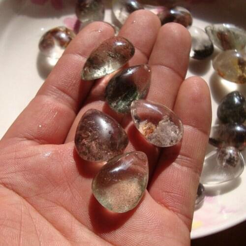 Natural Ghost Phantom Stone Quartz Crystal Gemstone Specimen Healing Water Drop Pendant Home Decoration