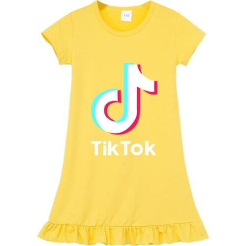New Fashion Childrens Nightdress TIK TOK Girls Nightgowns Baby Kids Cotton Pajamas Girls Princess Night Dress Girl Sleepwear