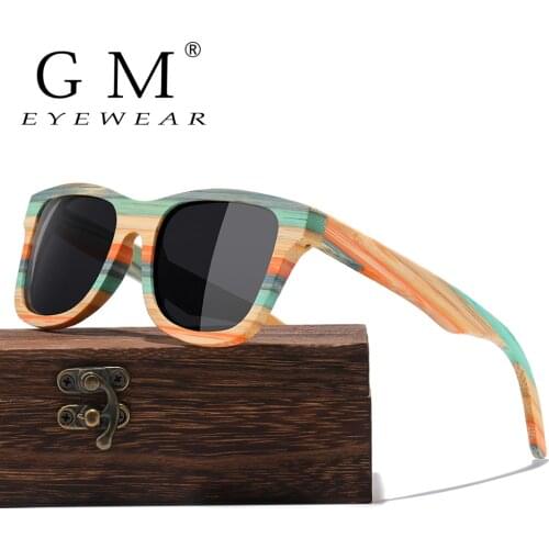 GM Fashion Skateboard Wood Bamboo Sunglasses Polarized for Women Mens New Brand Designer Wooden Sun Glasses UV400
