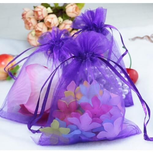Wholesale 500pcs/lot Deep Purple Organza Bags 15x20cm Big Wedding Favor Charms Gift Bracelet Jewelry Packaging Bags Pouches