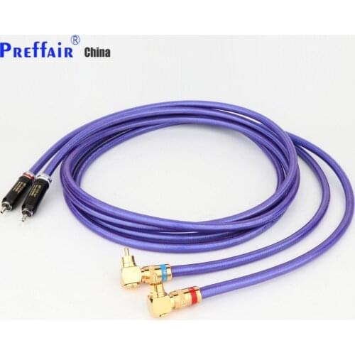 Preffair Pair Van den Hul MC-SILVER IT 65 RCA audio interconnect cable with 24K Gold 90 Degree Right angled RCA plug