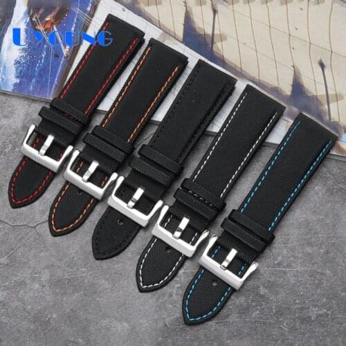 Artificial leather watchband fit Blancpain 22 23mm waterproof Mens watch with Carbon fiber cloth band Mens replace watch strap