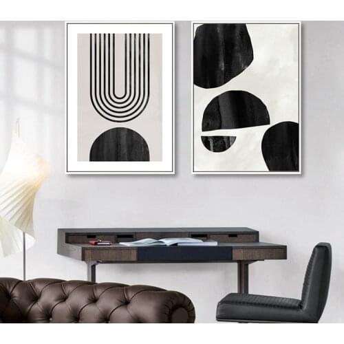 Modern Abstract Canvas Paintings Geometric Poster Black White Scandinavian Style Prints Wall Art Pictures for Living Home Decor
