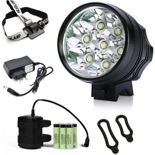 NEW Bicycle Light 7x CREE XM-L T6 LED Bike Headlight 8400 Lumen Mountain Bike Lamp Fishing Light 9600mAh Waterproof Battery Pack