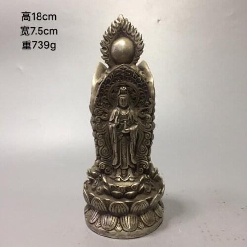 Tibetan Buddhism pure white copper three face Buddha statue Cupronickel the three saints of the west Sambo Buddha figue buddhist