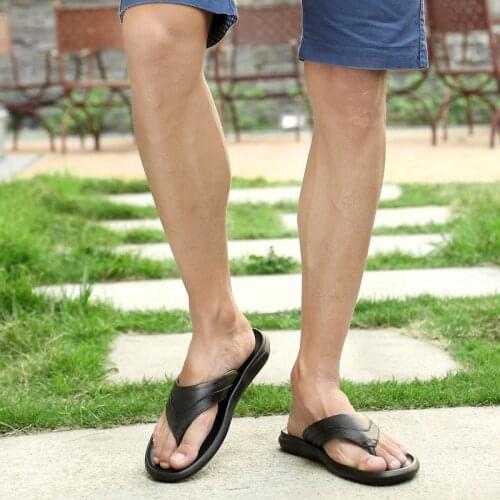 Thick flop seguridad designer Flip-flops zapatillas leather men for sliders massage estar 45 black half verano chancla bulk de