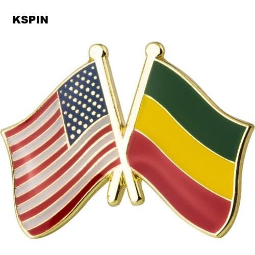 U.S.A. $ Ethiopia friendship Flag Badge Flag Brooch National Flag Lapel Pin International Travel Pins Collections