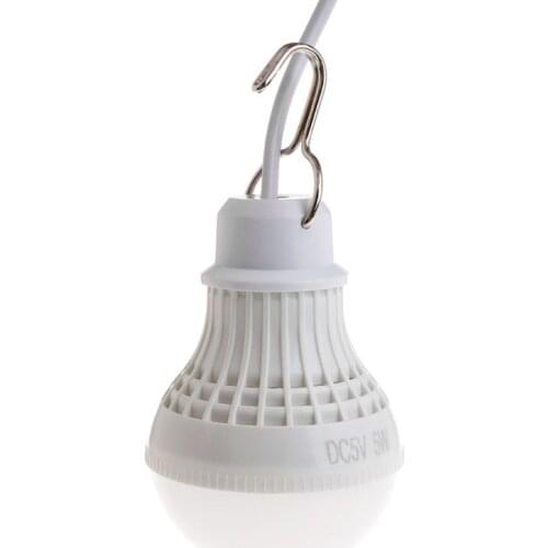 Smart USB 5W 10 LED Energy Saving USB Bulb Light Camping Home Night Lamp Hook Switch