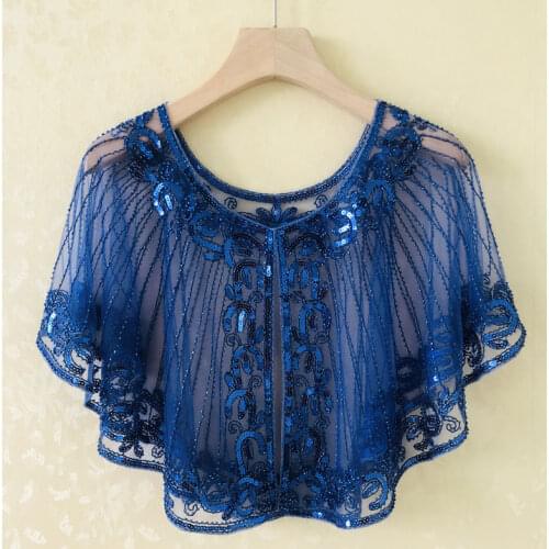 Womens 1920s Shawl Wraps Roaring 20s Beaded Sequin Cape Fringed Gatsby Flapper Dress Accessories 3635