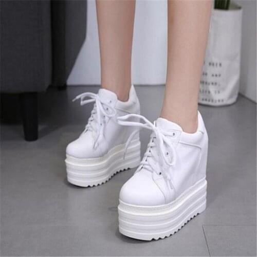 Increased Within 13cm High Heels Fashion Women Boots Lace-Up Suede Martin Boots Wedge Short Boots Thick-sole Muffin Ankle Boots