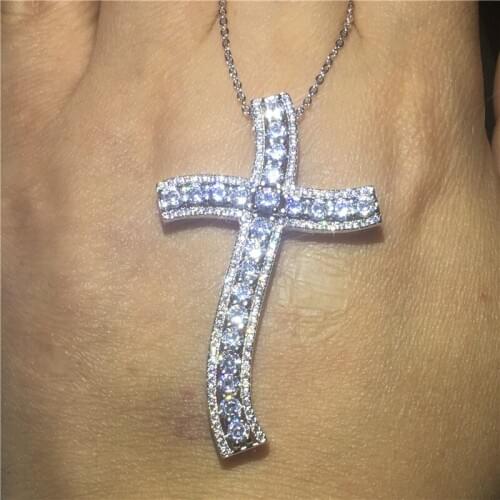 Unique Design Big Cross Pendant Pave AAAAA cz 925 sterling silver Party Wedding Cross Pendant necalace for women Men Jewelry
