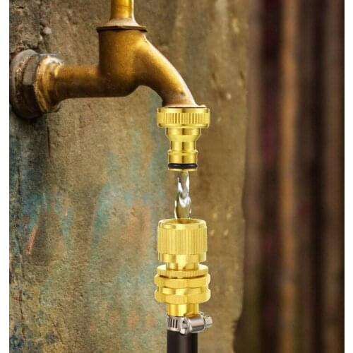 Golden Garden Hose Quick Connect Set Copper 3/4 Inch Female Male Connector Faucet Hose Coupler Adapter Watering Supplies