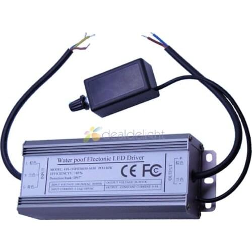 100W Dimmable Constant Current LED Driver IP67 Waterproof AC to DC30-36V 3000mA for 100W High Power LED Light