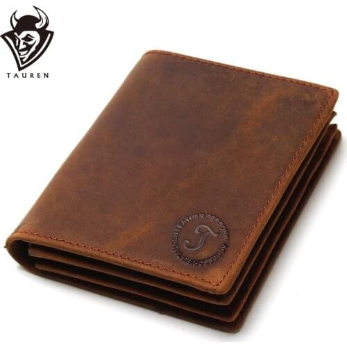 2020 Vintage Crazy Horse Handmade Leather Men Wallets Multi-Functional Cowhide Coin Purse Genuine Leather Wallet For Men