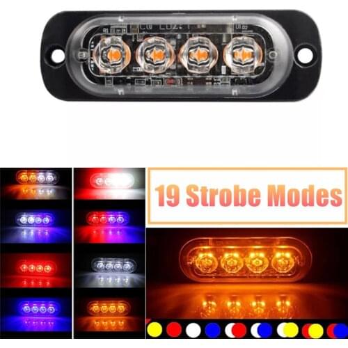 4LED Car Strobe Warning Light Grill Flashing Breakdown Emergency Light Car Truck Trailer Beacon Lamp LED Side Light For Cars