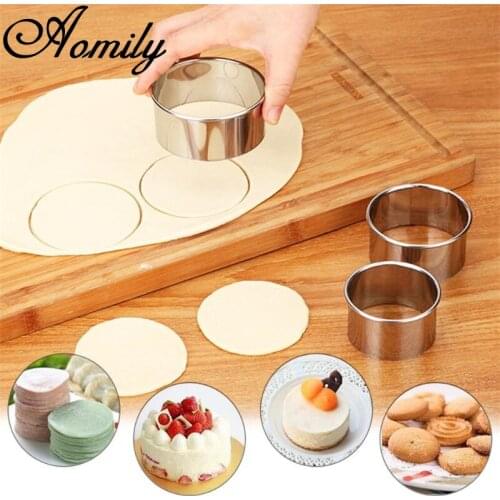 Amoliy 3pcs/set Stainless Steel Dumpling Skin Mouldn DIY Dumpling Tool Press Dumpling Skin Cut Baking Cake Mold Kitchen Tools
