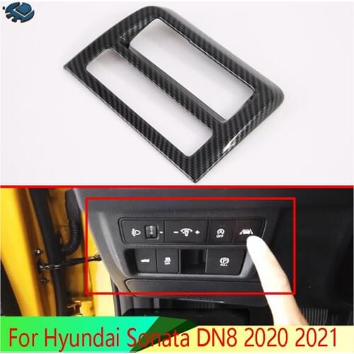 For Hyundai Sonata DN8 2020 2021 Car Accessories Carbon Fiber Style Head Light Switch Button Control Panel Cover Trim Bezel