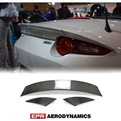 Car-styling For Mazda MX5 ND5RC Miata Roadster ESQ Style Carbon Fiber Rear Spoiler 3pcs (soft top only) ND Trunk Wing Lip Kit