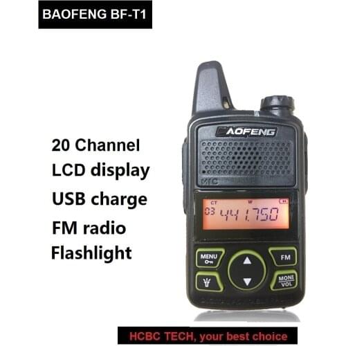 Baofeng BF-T1 Mini Walkie Talkie Portable CB Radio UHF 400-470MHZ 20CH BF T1 Mobile Transceiver BAOFENG T1 FM Flashlight