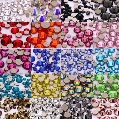 1440pcs Shiny Rhinestone for Nail Mix Size SS3-SS20 Non Hotfix Glass Rhinestones Crystal Flatback 3D Nail Art Decoration Charms