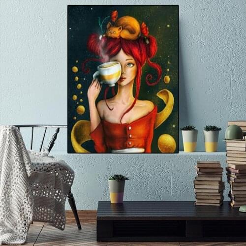 Cup Tea Lady diy 5d diamond embroidery Sale diamond painting Girl full square rhinestone cross stitch mosaic puzzle Wall Sticke