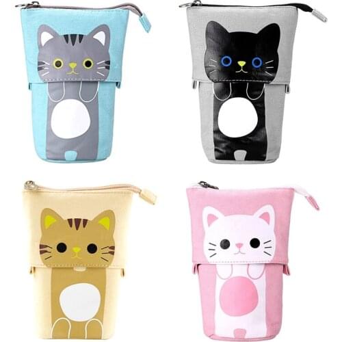 Pencil Case Cute Carton Stand Up Pencil Holder Stationery Organizer Kids Gift Cosmetics Pouch for Students