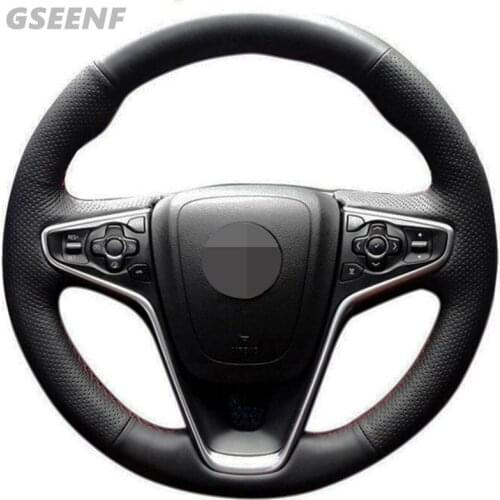 Car Steering Wheel Cover For Opel Insignia 2014 2015 Buick Regal Black Hand-stitched Artificial Leather DIY Steering Wheel Cover