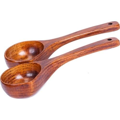 Wooden Spoon Bamboo Soup Teaspoon Catering Tableware Water Scoop Cooking Utensil Tool Kitchen Long Handle Rice Soup Spoon
