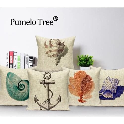 Ocean cushion cover car seat Cover Decorative cotton Home colorful new Square soft Cushion starfish shell fresh suit almohada