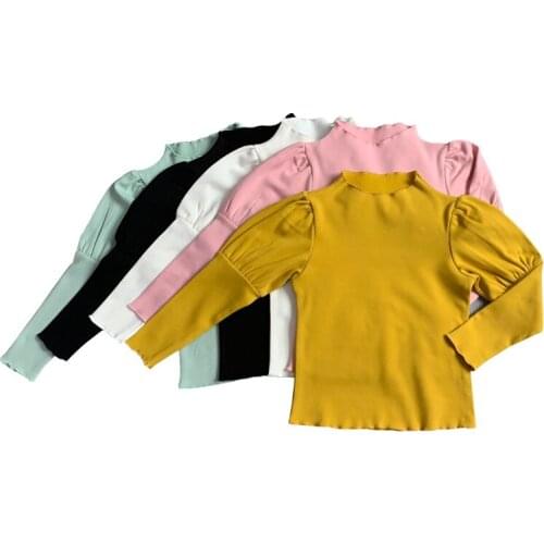 4 to 16 Kids cotton Clothes Teenage Pink Shirt Girls Clothes 2020 new Puff Sleeve Children Top Self Heating Fabric Warm,#5651