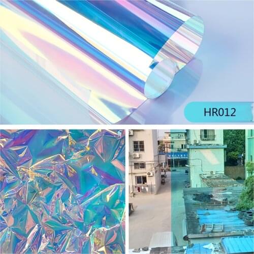 HOHOFILM 137cm*800cm Blue Rainbow Window Film Irirdescent Colorful Sticker Decorative Glass Film Christmas Gift Decorate film
